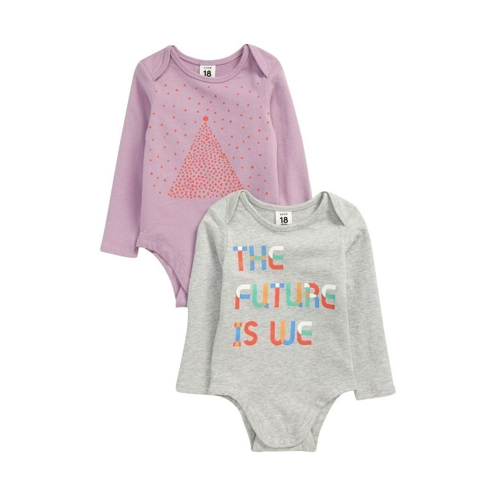 New Infant 24M Girls Stem The Future Is We 2-Pack Organic Cotton Bodysuits NWT